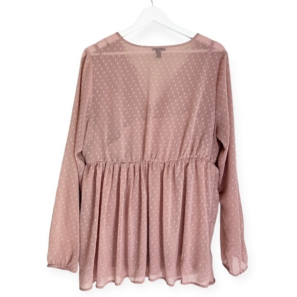 Torrid Women’s Clop Dot Tie Babydoll Top‎ in Blush Pink Size Large 12-14 - Picture 5 of 12